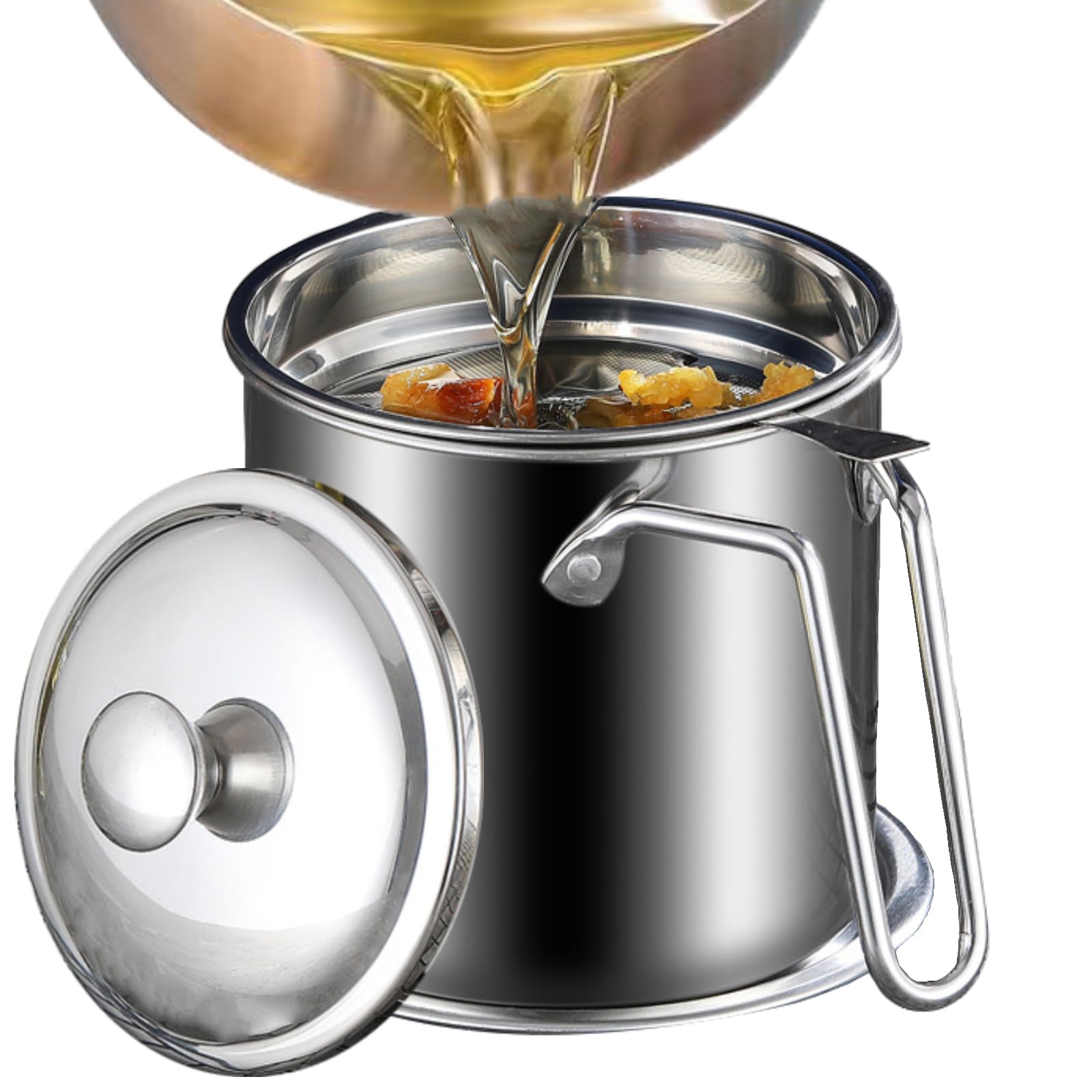 オイルポット 油ろ過器 キッチン用品 油処理用品 オイルポット 0.9L フッ素コート 活性炭油ろ過ポット （ 油こし器 油